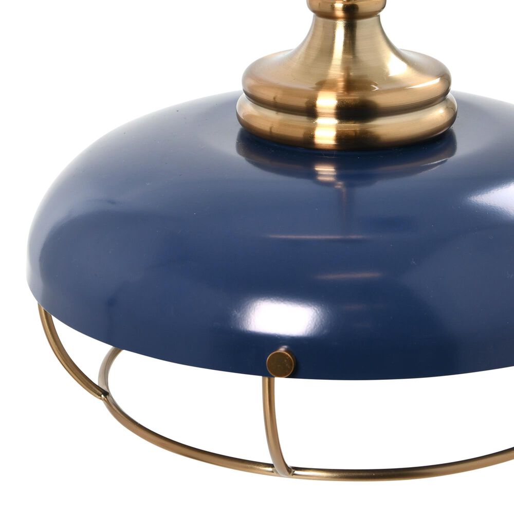 Creative Coop Presley 1-Light Pendant Light with Navy Blue Shade in Brushed Brass, , large