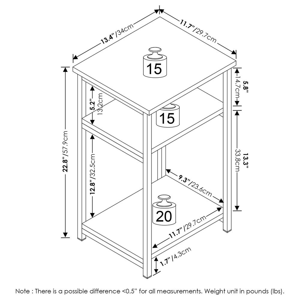 HOMLUX 3-Tier End Table with Open Shelf Storage Display in Amber Pine, , large