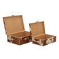 Maple and Jade 2-Piece Handmade Cowhide Decorative Box Set with Snap Front Closure in Brown and White, , large