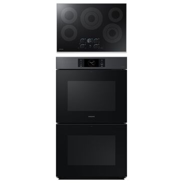 Samsung 2-Piece Kitchen Package with Matte Black Steel 30" Built-In Double Wall Oven and Stainless Steel 36" Electric Cooktop, , large