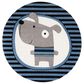 Safavieh Carousel Animals 5"3" Round Navy and Ivory Kids  Area Rug, , large