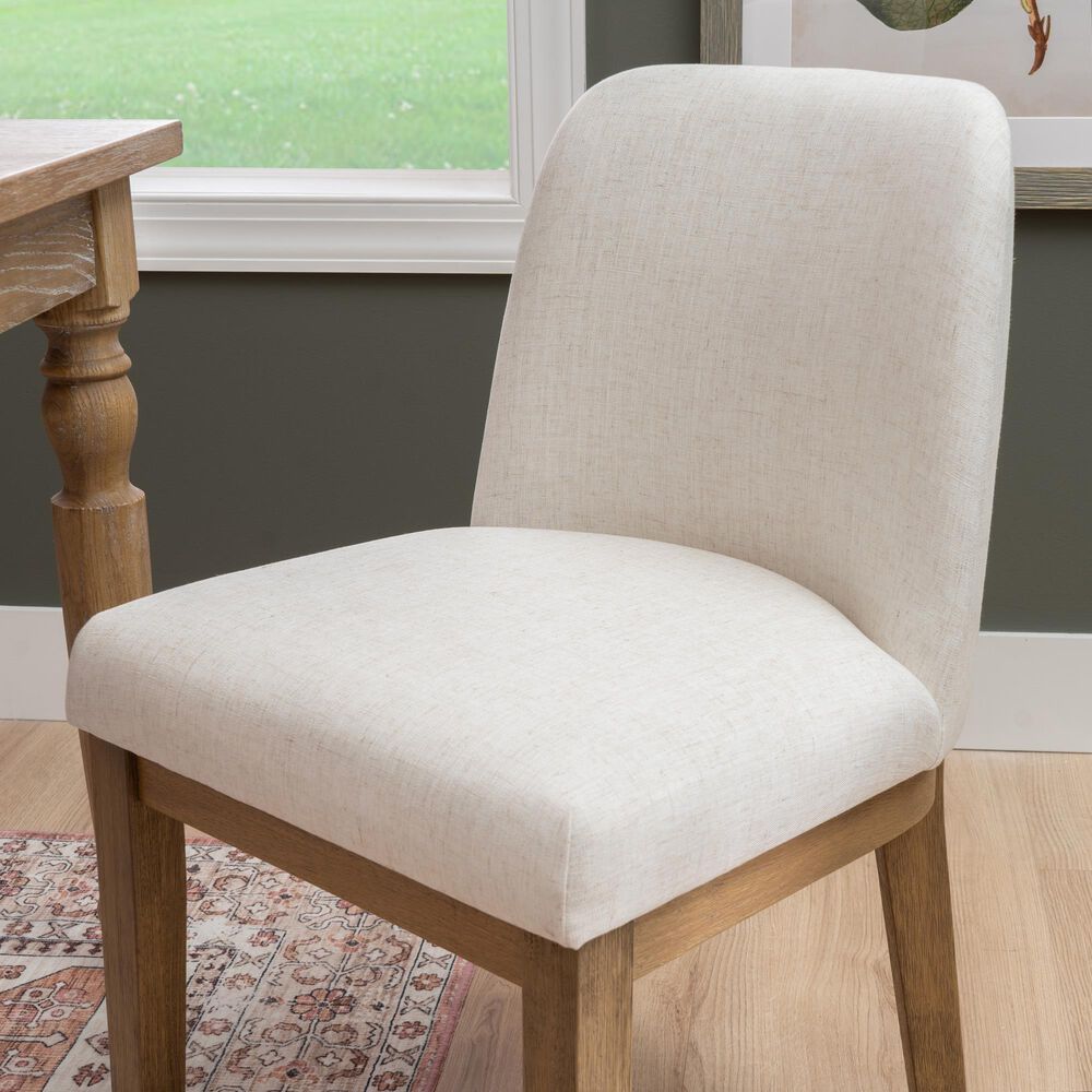 Linon Home Decor Tucker Side Chair with Cream Cushion in Natural Brown (Set of 2), , large
