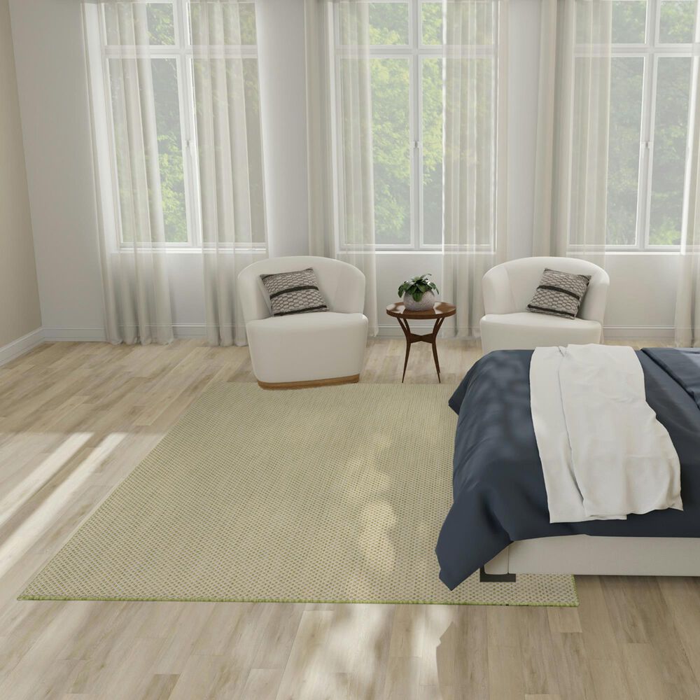 Nourison Courtyard Ivory and Green 6&#39; x 9&#39; Indoor/Outdoor Area Rug, , large