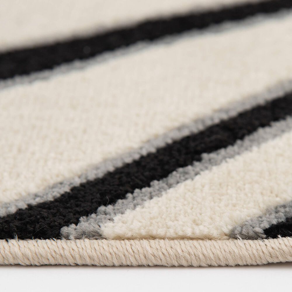 Central Oriental Terrace Tropic Jayla 5&#39; x 7&#39;3&quot; White and Black Area Rug, , large