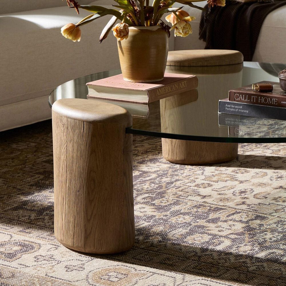 Four Hands Juno Coffee Table-Drifted Oak Veneer-Tempered Glass, , large