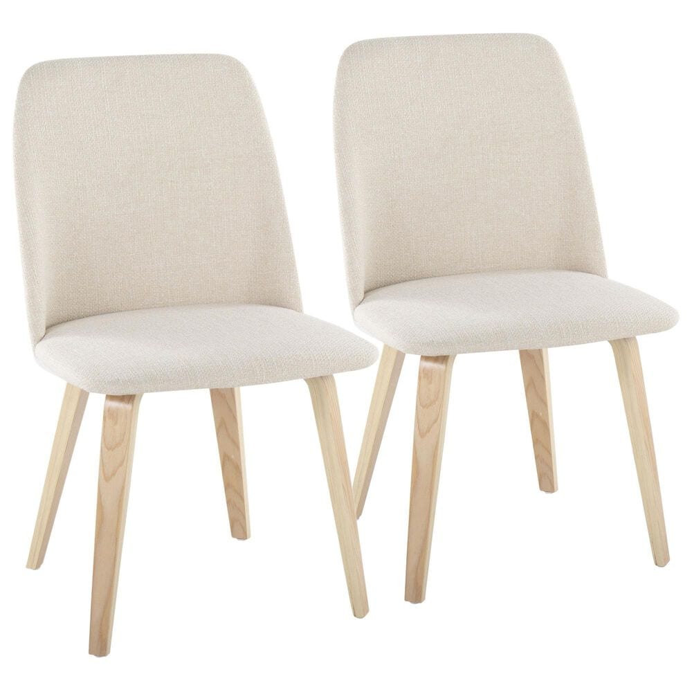 Lumisource Toriano Side Chair with Cream Cushion in Natural (Set of 2), , large