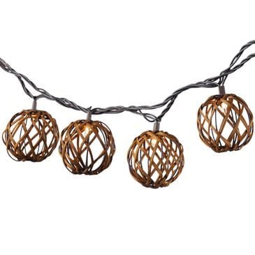 The Gerson Company 6" Sphere Rattan Patio String Lights with Warm White Mini LED Bulbs, , large