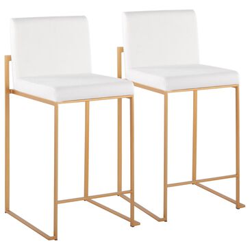 Lumisource Fuji Stackable Counter Stool with White Velvet Cushion in Gold (Set of 2), , large