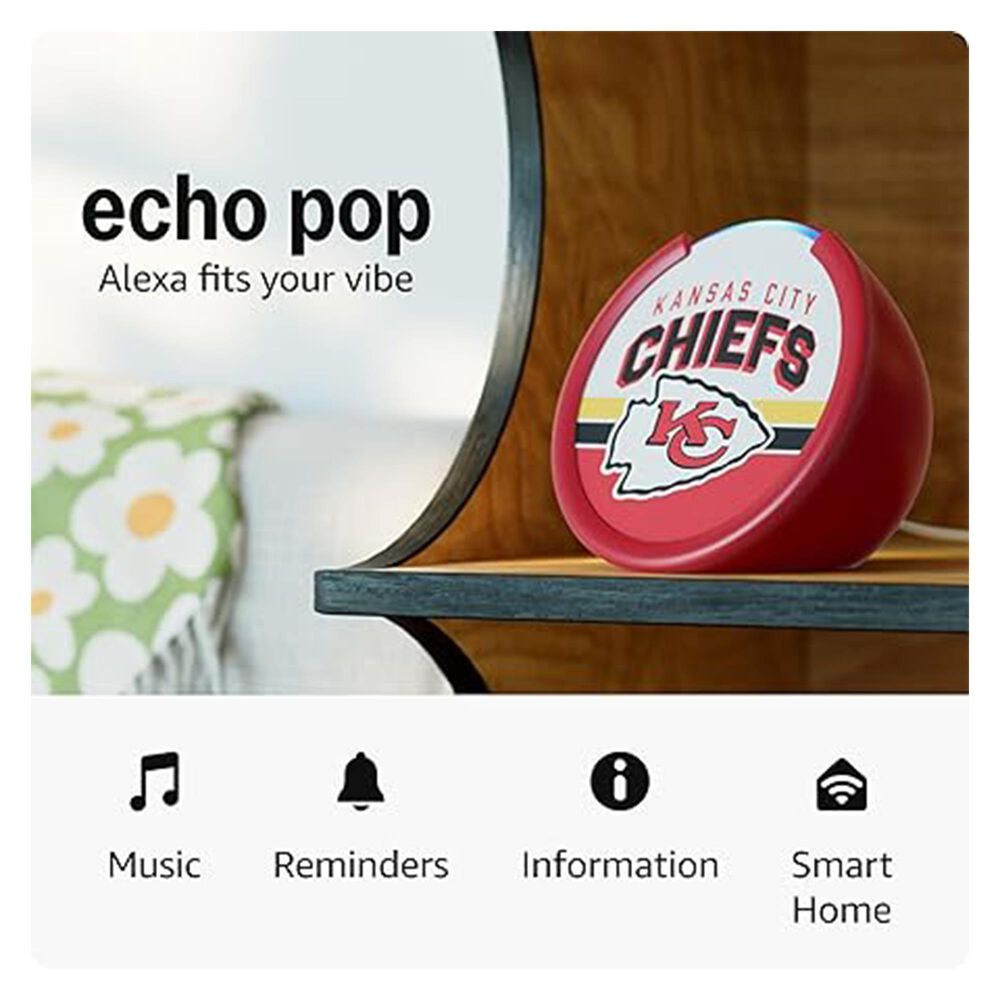 Amazon Echo Pop (newest model) | Officially Licensed NFL Limited-Edition | Kansas City Chiefs ('25-26 Season Design), , large