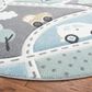 Safavieh Carousel 3" Round Grey and Light Blue Kids  Area Rug, , large