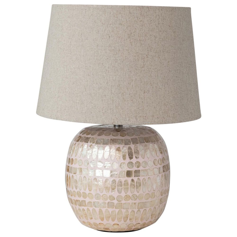 Teak Interiors Happy House Capiz Table Lamp in Pink and Natural, , large
