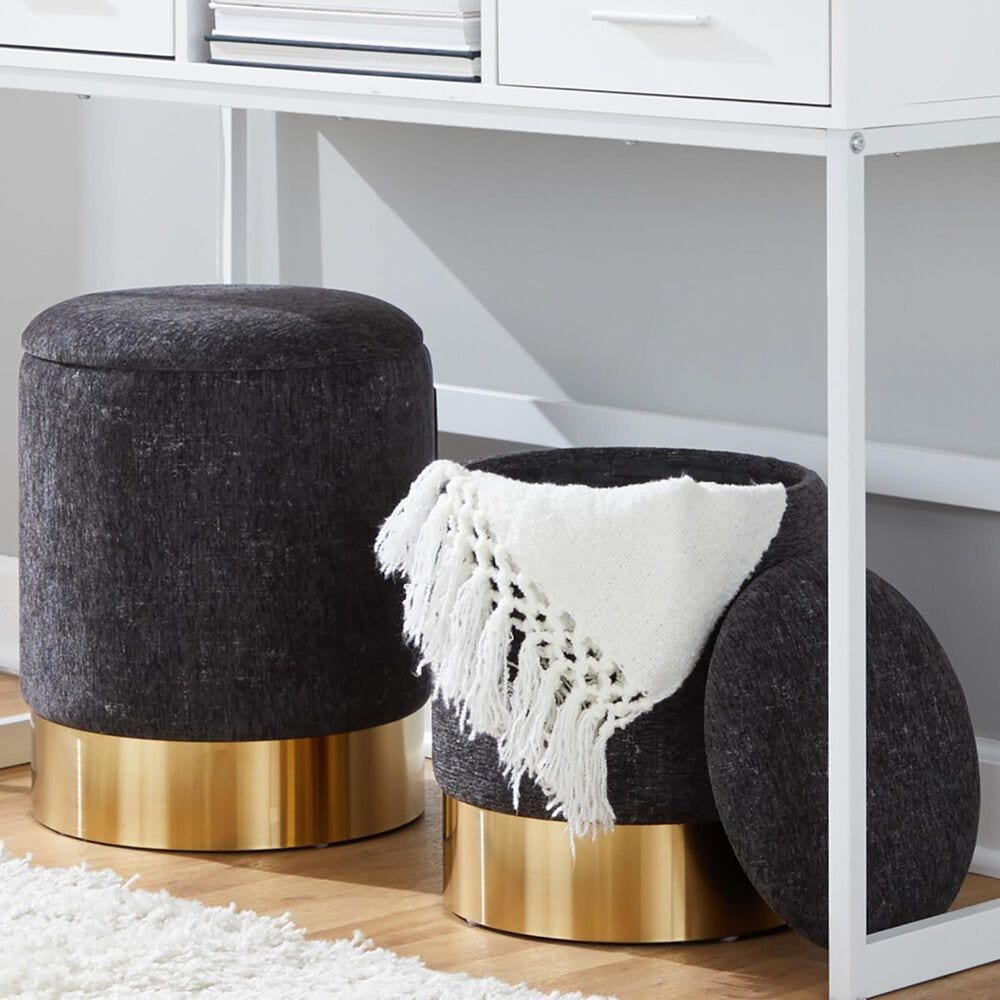 Lumisource Marla 2-Piece Nesting Ottoman Set in Black, , large