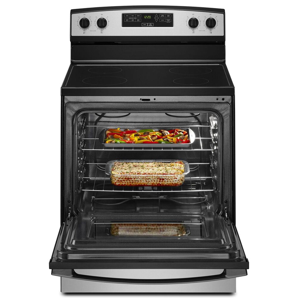 Amana 30&quot; Electric Range with Extra-Large Oven Window &amp; 1.6 Cu. Ft. Over-the-Range Microwave in Stainless Steel , , large