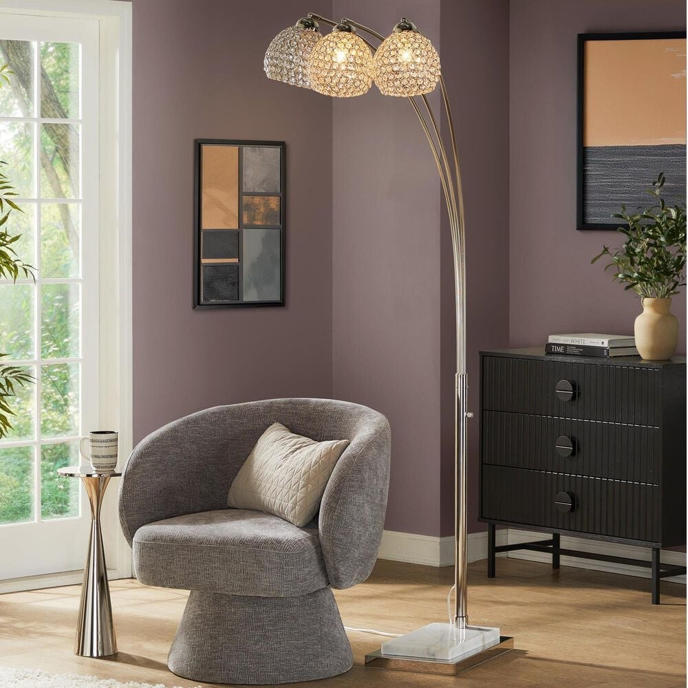 Grandview Gallery Willow Floor Lamp in Polished Nickel and White, , large