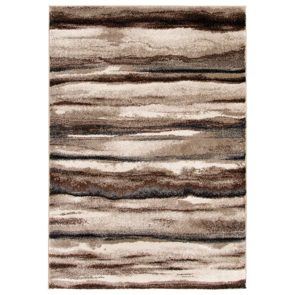 Central Oriental Oklahoma Ottolie White Sand and Truffle 7"10" x 9"10" Area Rug, , large