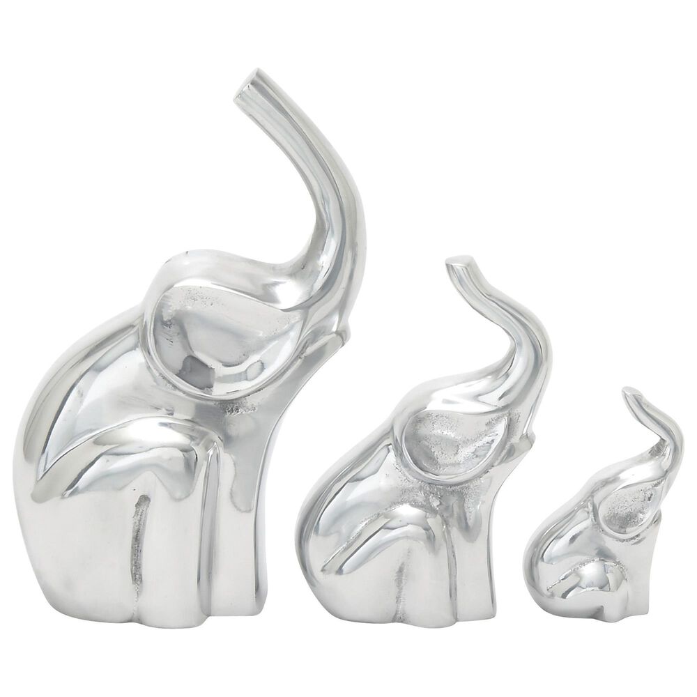Maple and Jade Assorted Elephant Sculptures in Silver (Set of 3), , large