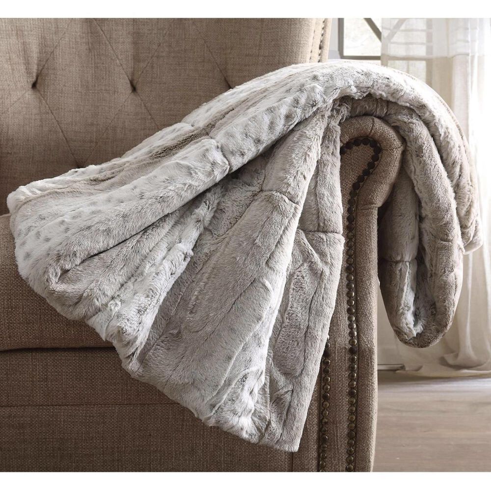 Pem America Snow Leopard Fur Filled Throw with Gift Box in Neutral, , large