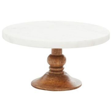 Maple and Jade Round Serving Tray in Brown and White, , large