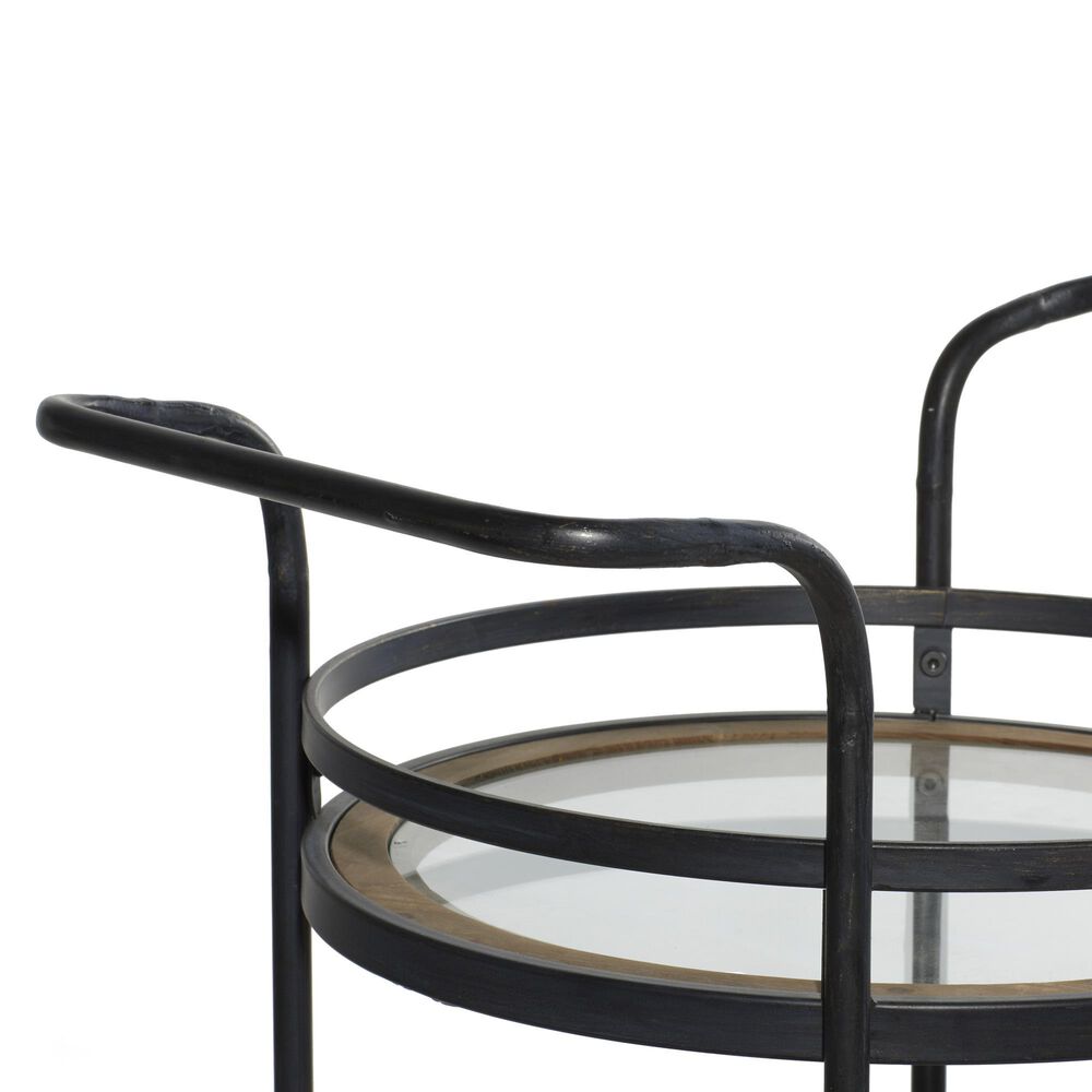 Maple and Jade 35&quot; Bar Cart in Matte Black, Natural Brown and Clear, , large