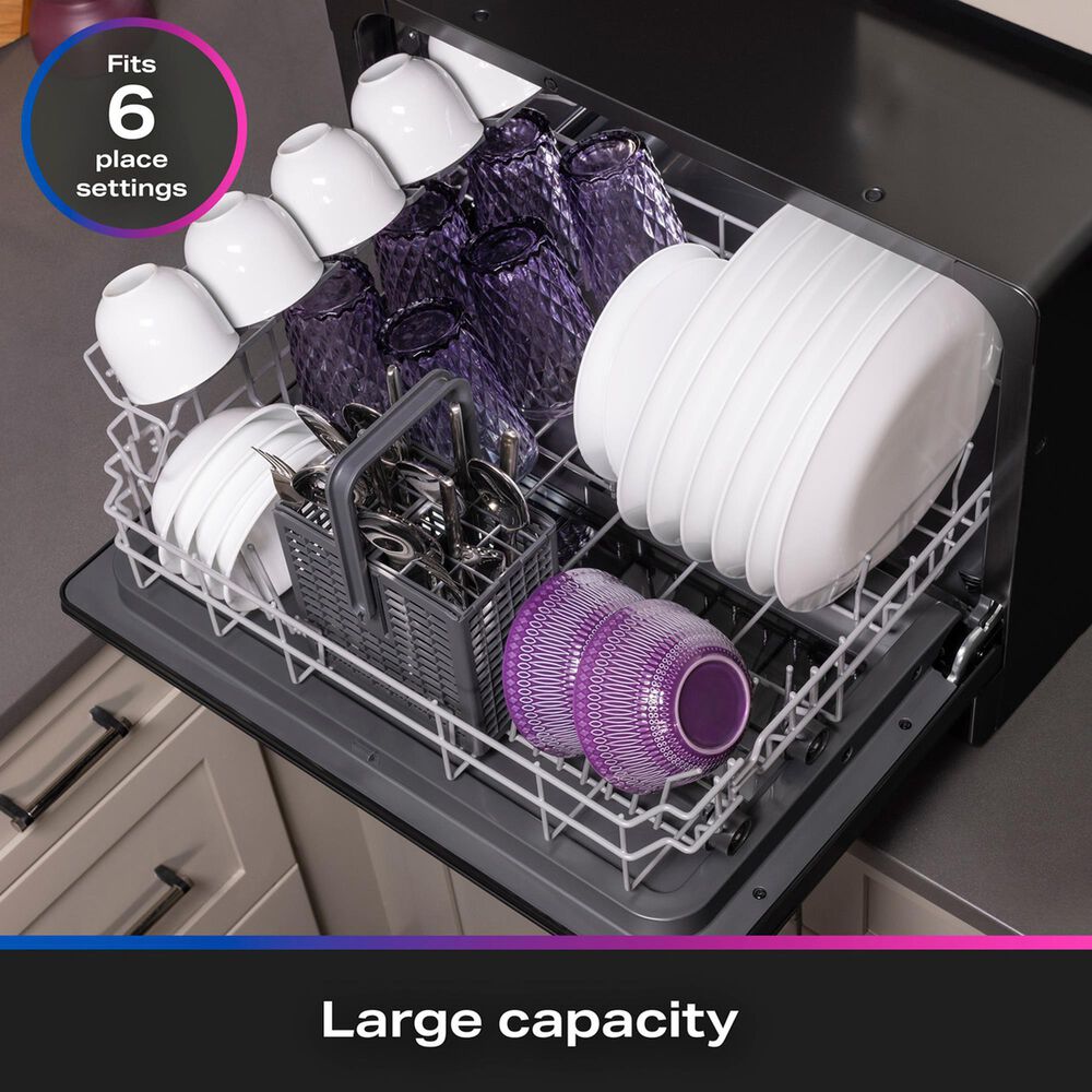 GE Profile 21.7" Countertop or Built-In Smart Compact Dishwasher with 6 Wash Cycles in Black, , large