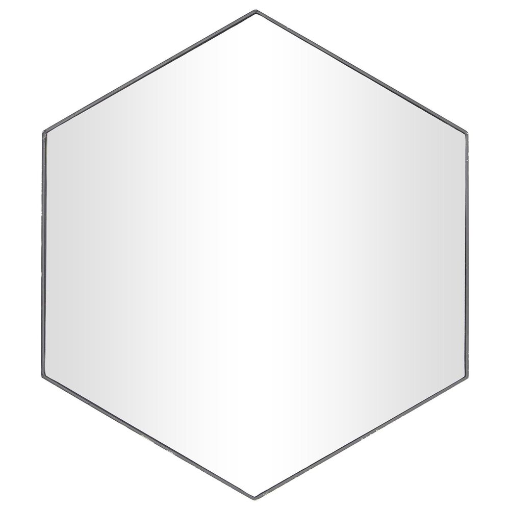 Maple and Jade 21" x 24" Hexagon Wall Mirror with Thin Minimalistic Frame in Black, , large