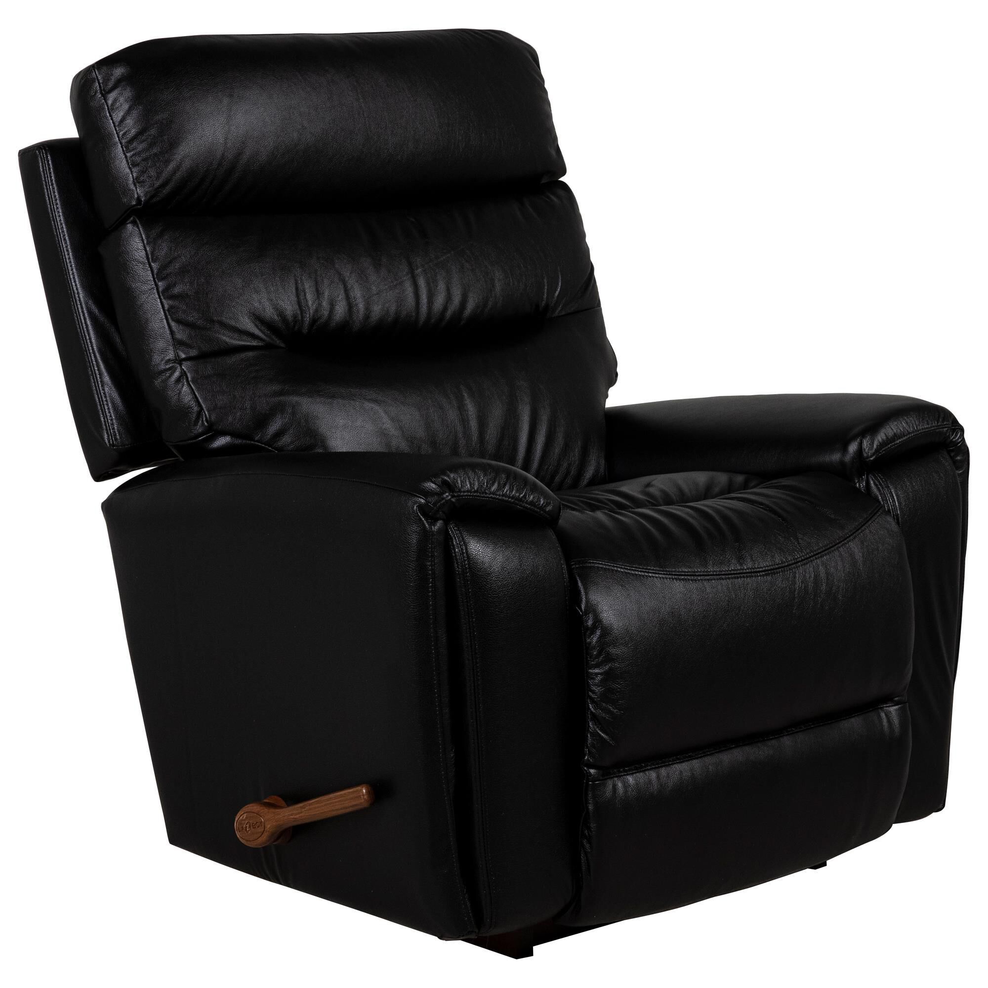 La Z Boy Soren Leather Manual Rocker Recliner in Black