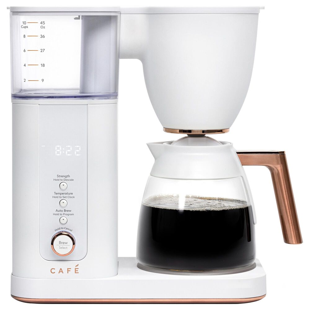 Cafe Specialty Drip Coffee Maker with Glass Carafe in Matte White NFM