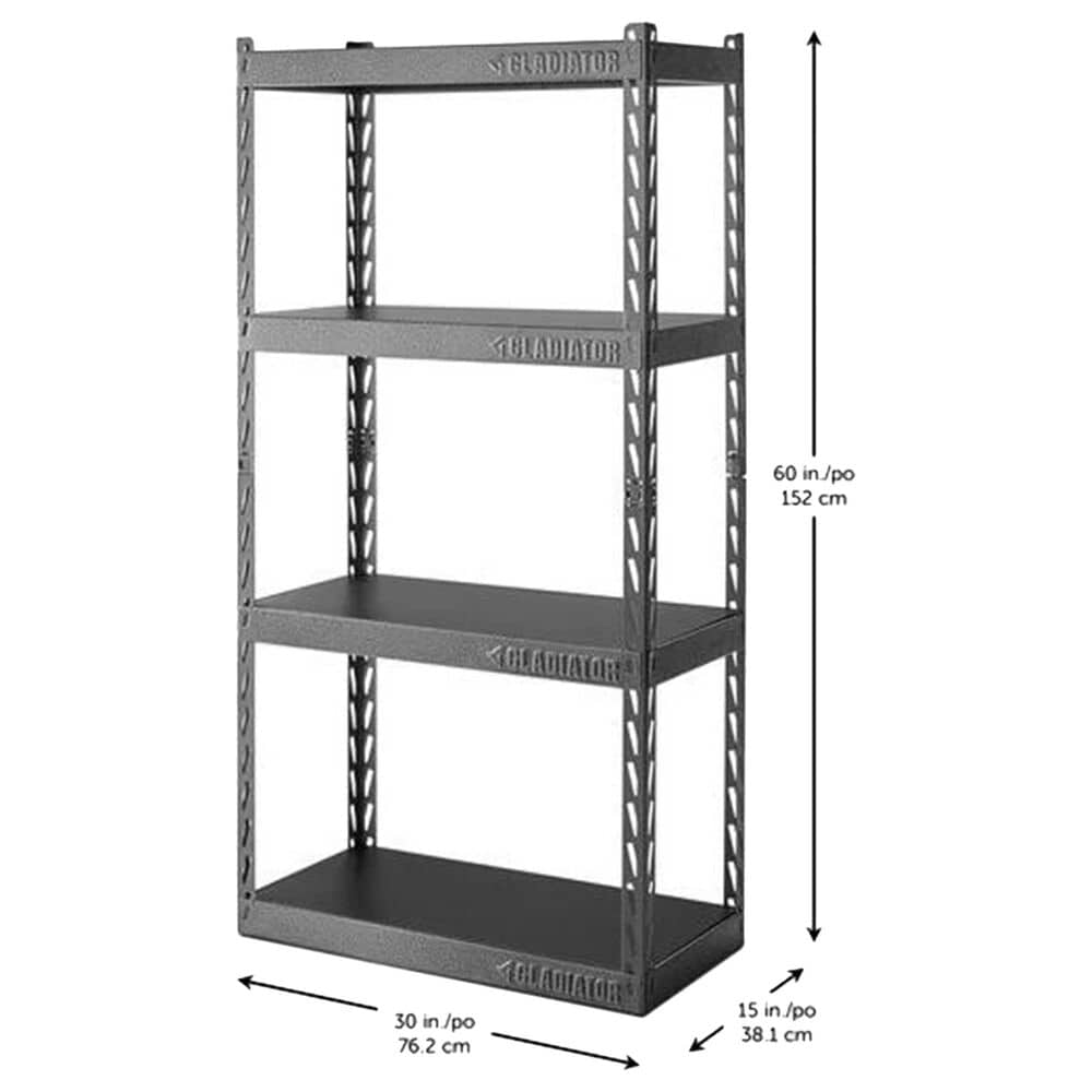 Gladiator 30&quot; Wide Ez Connect Rack with Four 15&quot; Deep Shelves in Hammered Granite, , large