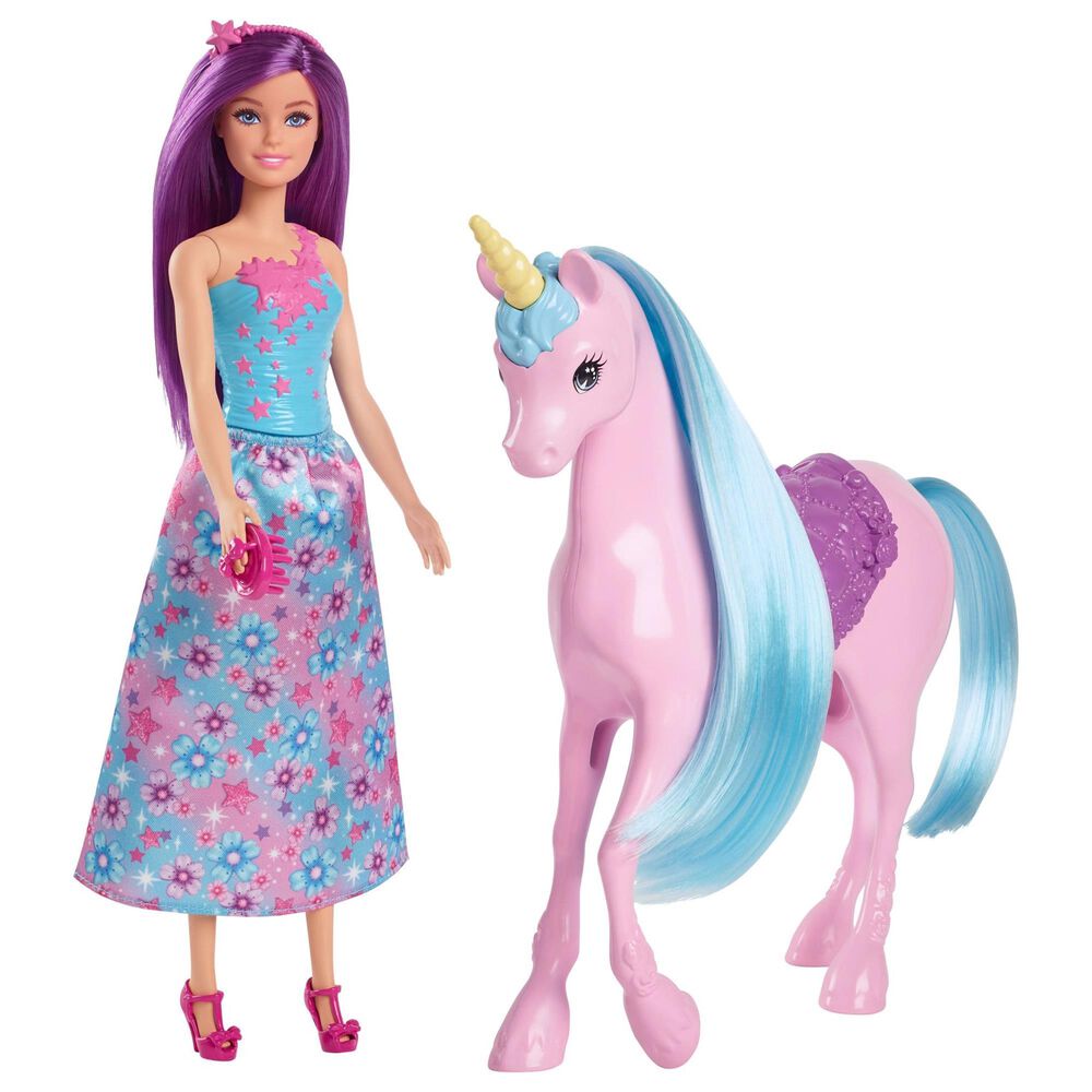 Barbie Magical Doll and Unicorn Toy Set in Turquoise, , large