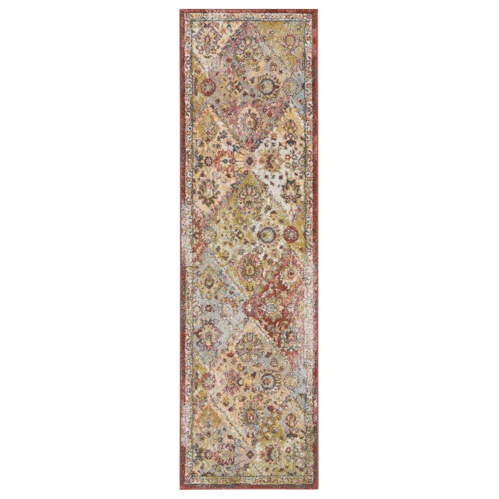 Nourison Soraya 2"2" x 7"6" Terracotta, Blue, Green, Ivory and Rose Runner, , large