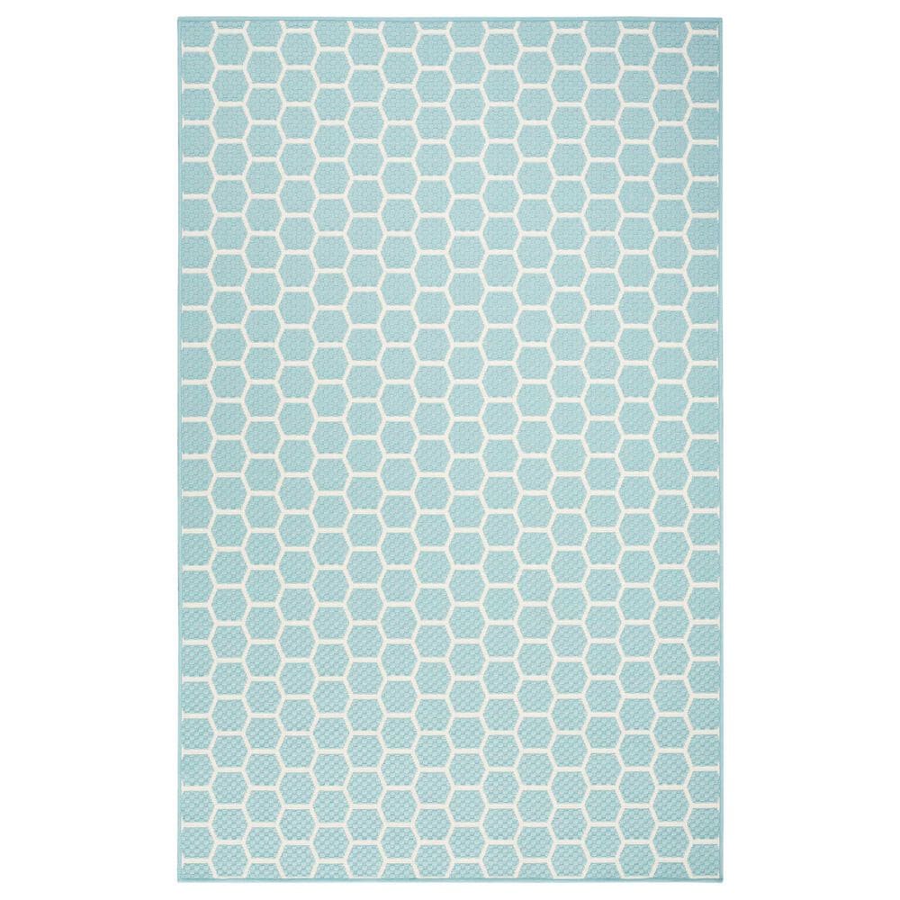 Nourison Twist Reversible 5" x 7" Aqua Indoor/Outdoor Area Rug, , large