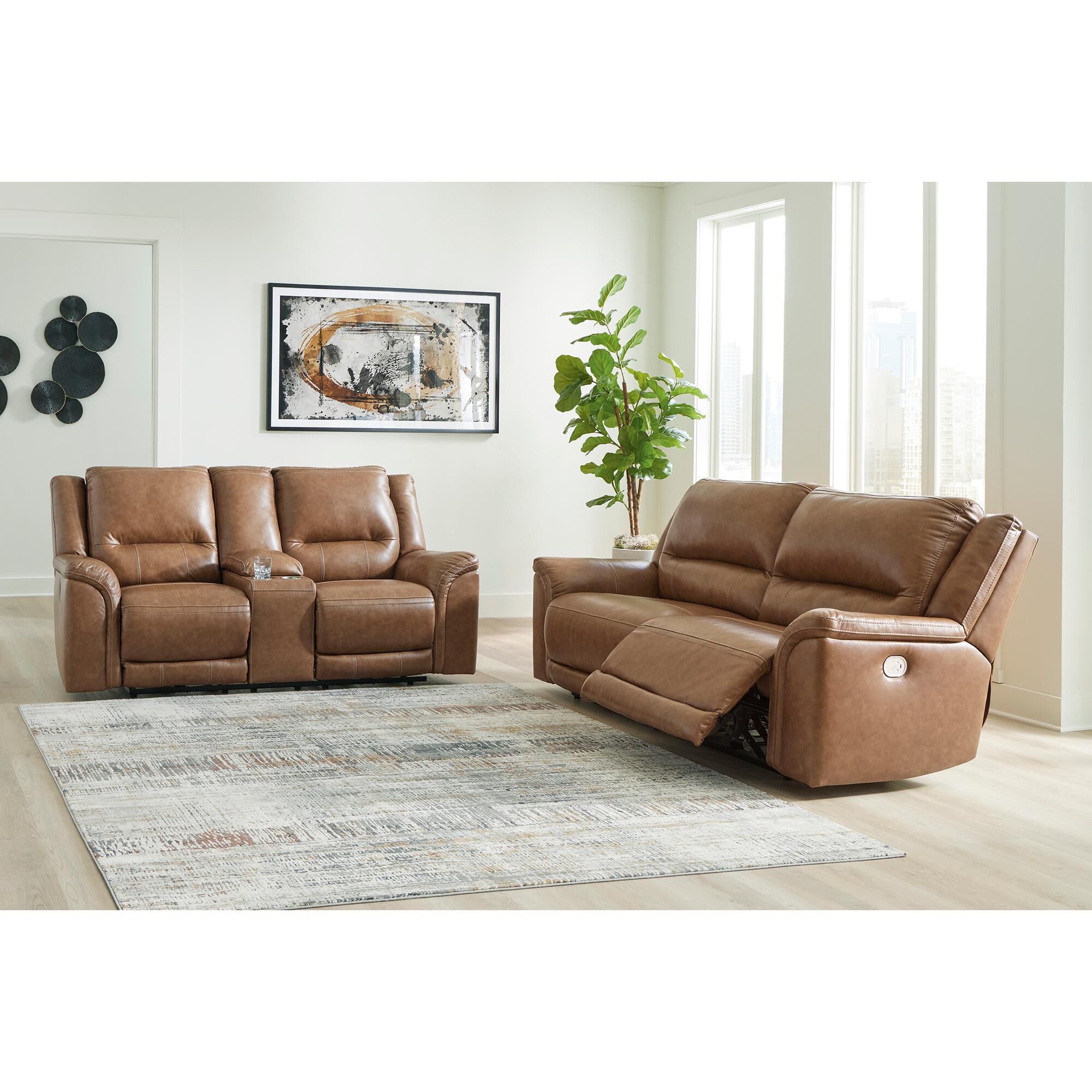 Ashley Trasimeno 2-Piece Power Reclining Living Room Set in Caramel