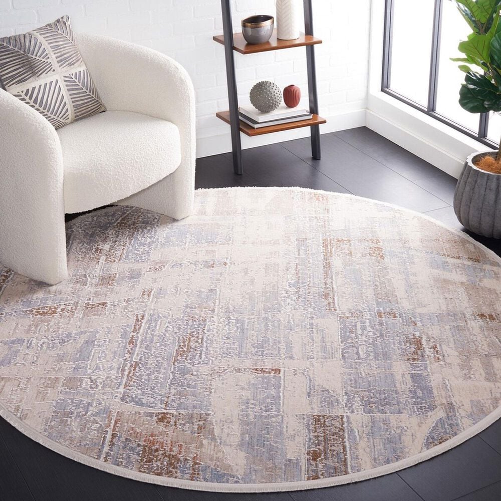 Safavieh Marmara MRM306B 6&#39;7&quot; Round Beige, Blue and Rust Area Rug, , large