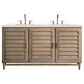 James Martin Vanities Portland 60" Double Bathroom Vanity in Whitewashed Walnut with 3 cm Lime Delight Quartz Top and Rectangular Sinks, , large