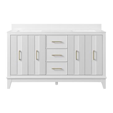 37B Fenwick 60" Double Bathroom Vanity in Bright White with Glossy White Composite Stone Top and Backsplash, , large