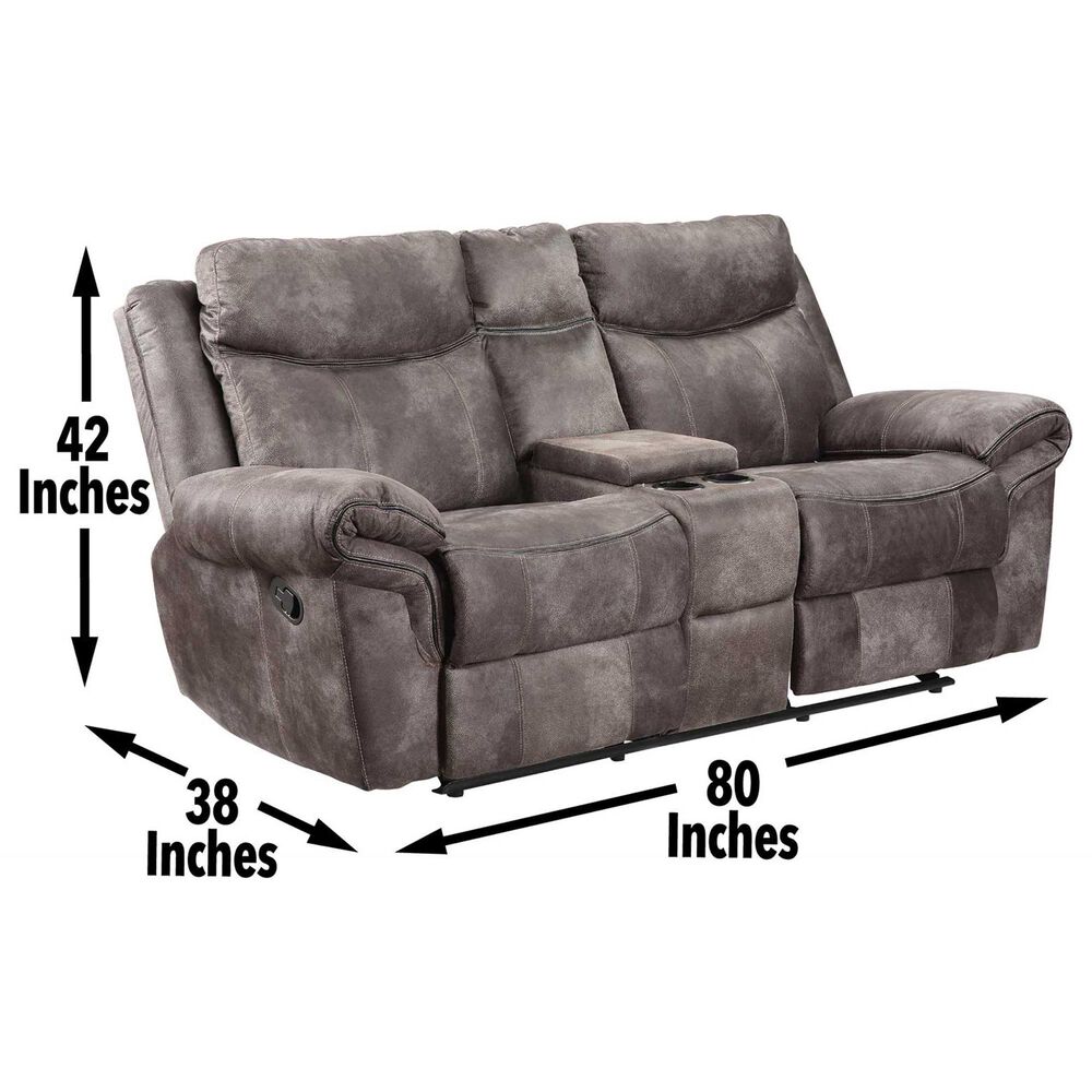 Steve Silver Nashville Manual Glider Recliner Console Loveseat in Grey, , large