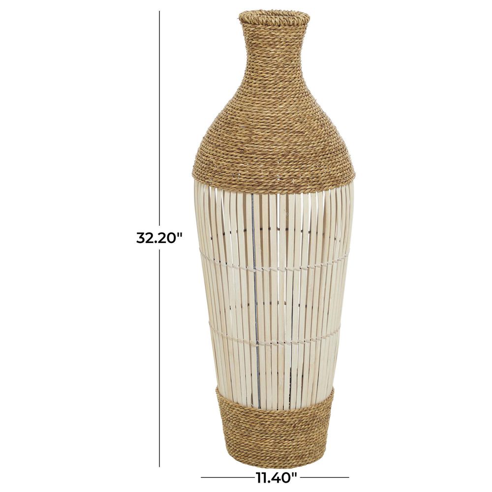 Maple and Jade 32.2&quot; Handmade Decorative Vase in White, Natural Brown and Cream, , large
