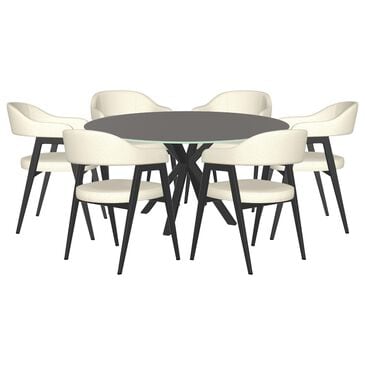 Amisco Carmen 60" Round Dining Table and 6 Upholstered Dining Chairs, , large