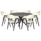 Amisco Carmen 60" Round Dining Table and 6 Upholstered Dining Chairs, , large