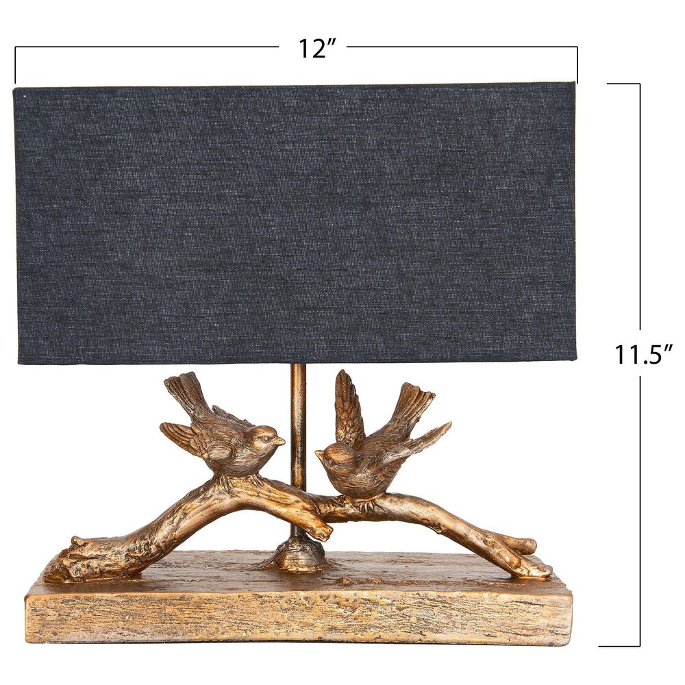 Creative Coop Bird Table Lamp with Rectangle Shade in Gold, , large