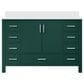 Lexora Home Jacques 48" Single Bathroom Vanity in Green with 2 cm White Cultured Marble Top and Rectangular Sink, , large
