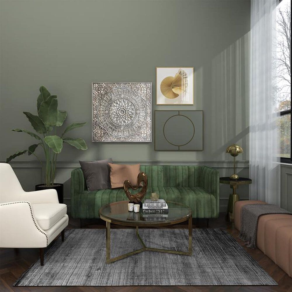 Maple and Jade 36&quot; x 36&quot; Square Floral Embossed Scroll Home Wall Decor in Satin Silver, , large