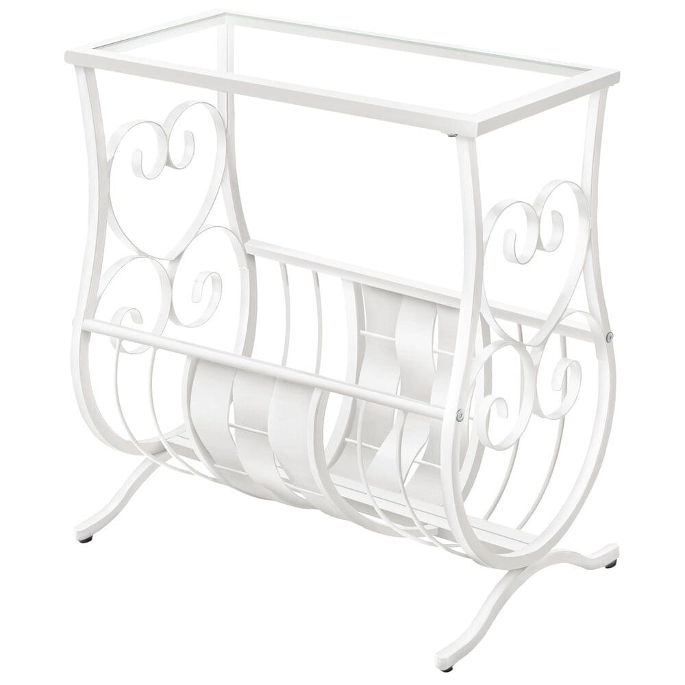 Monarch Specialties Accent Table in White with Antique Finish, , large