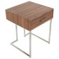 LumiSource Roman End Table in Walnut and Stainless Steel, , large
