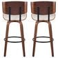 LumiSource Lombardi 30" Swivel Barstool with Cream Faux Leather Upholstery in Walnut and Black (Set of 2), , large