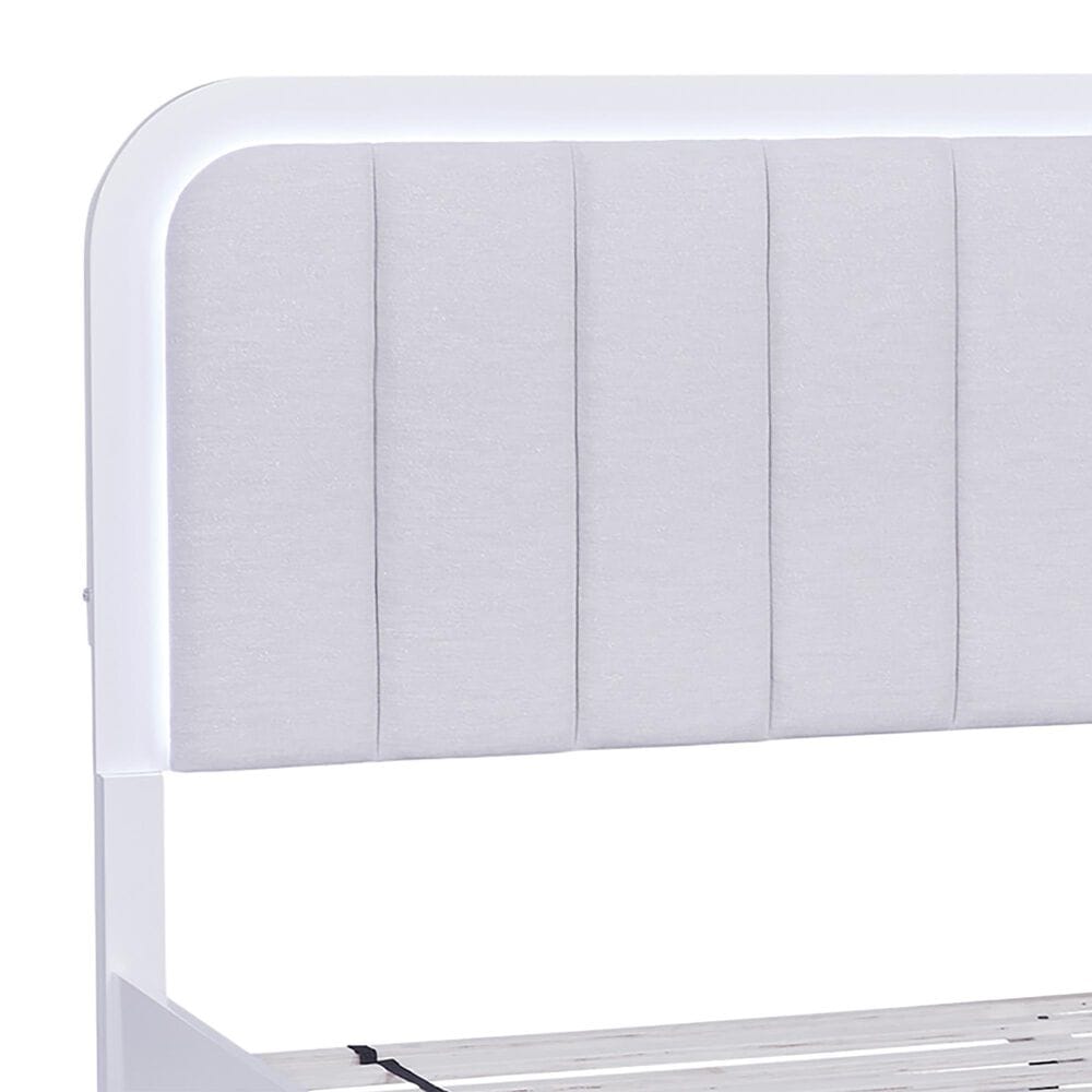 Ashley Jarlee Queen Upholstered Platform Bed in White with Lighting, , large
