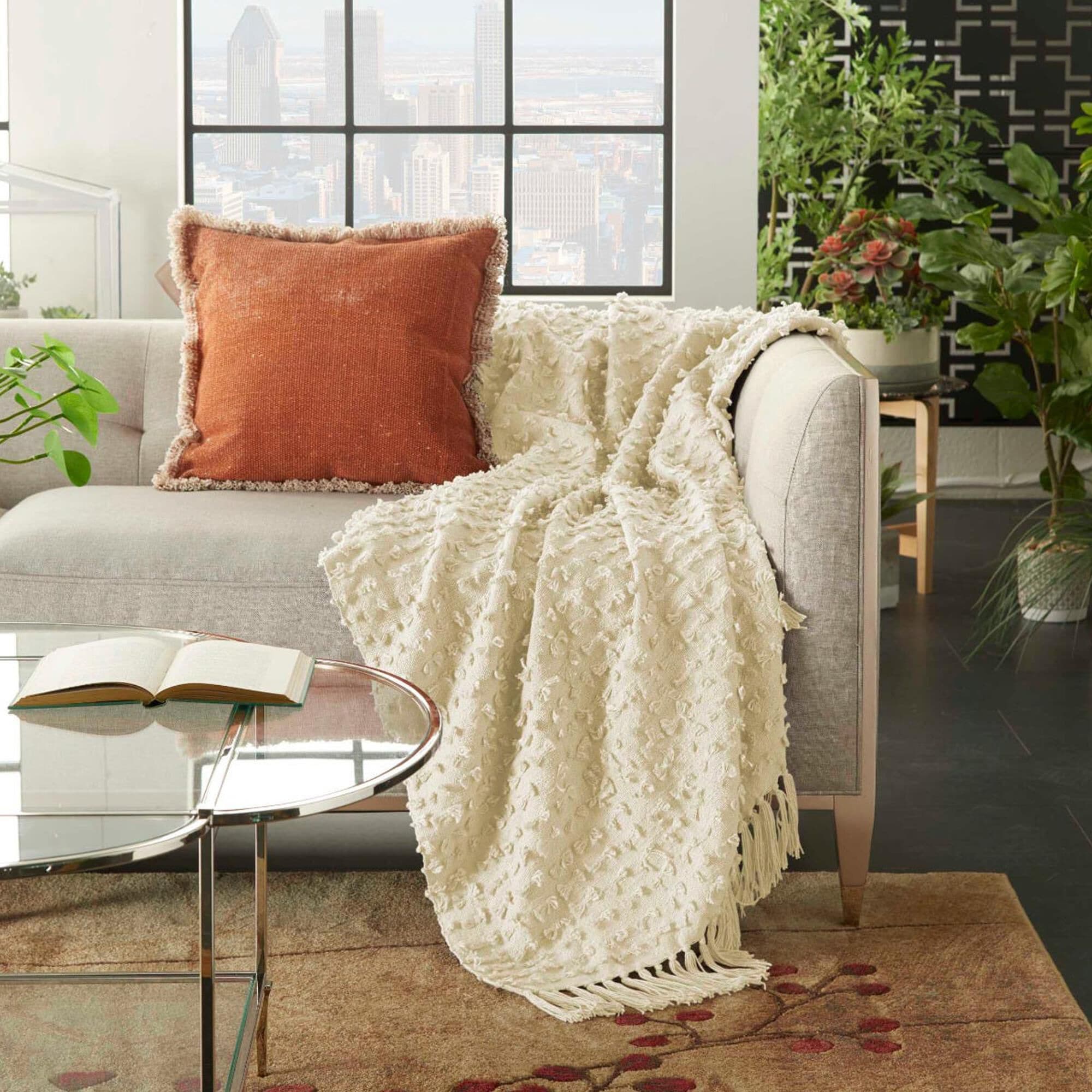 Large cream throw new arrivals blanket