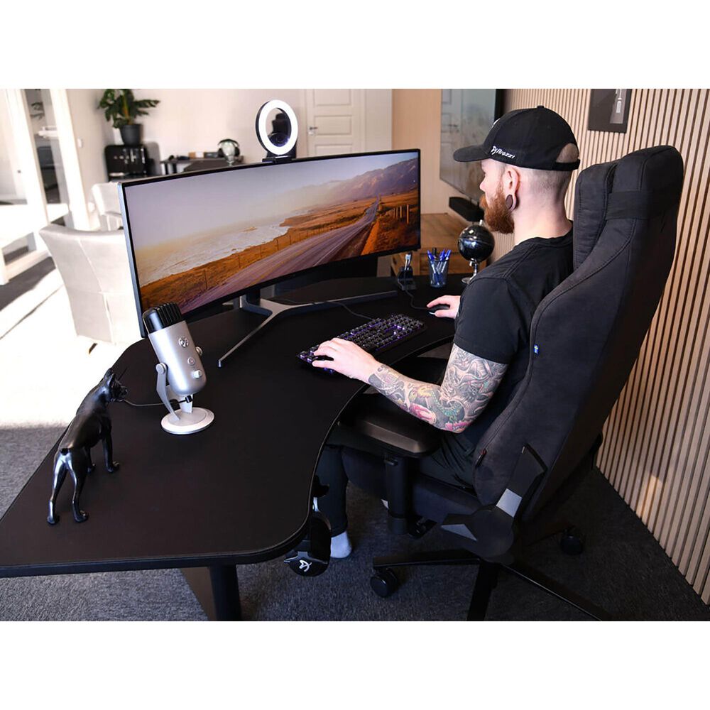 Arozzi Arena Angelo Gaming Desk in Pure Black &#40;Box 1 of 2&#41;, , large