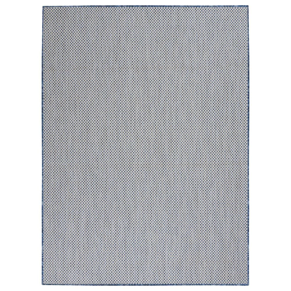 Nourison Courtyard Ivory and Blue 5" x 7" Indoor/Outdoor Area Rug, , large