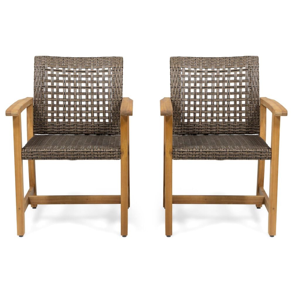 Hearth and Haven Hampton Outdoor Dining Chair in Brown (Set of 2), , large